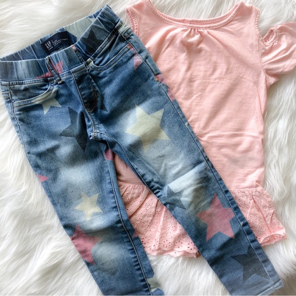 Bundle Girls Gap Jegging Jeans and Cold Shoulder Top - Picture 2 of 4